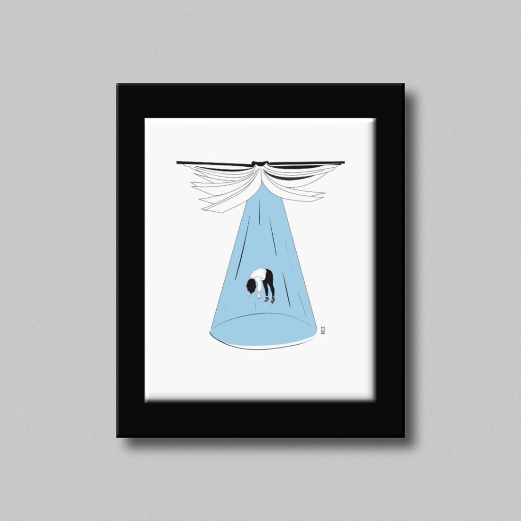 Ilustración de un libro abierto abduciendo a una chica.