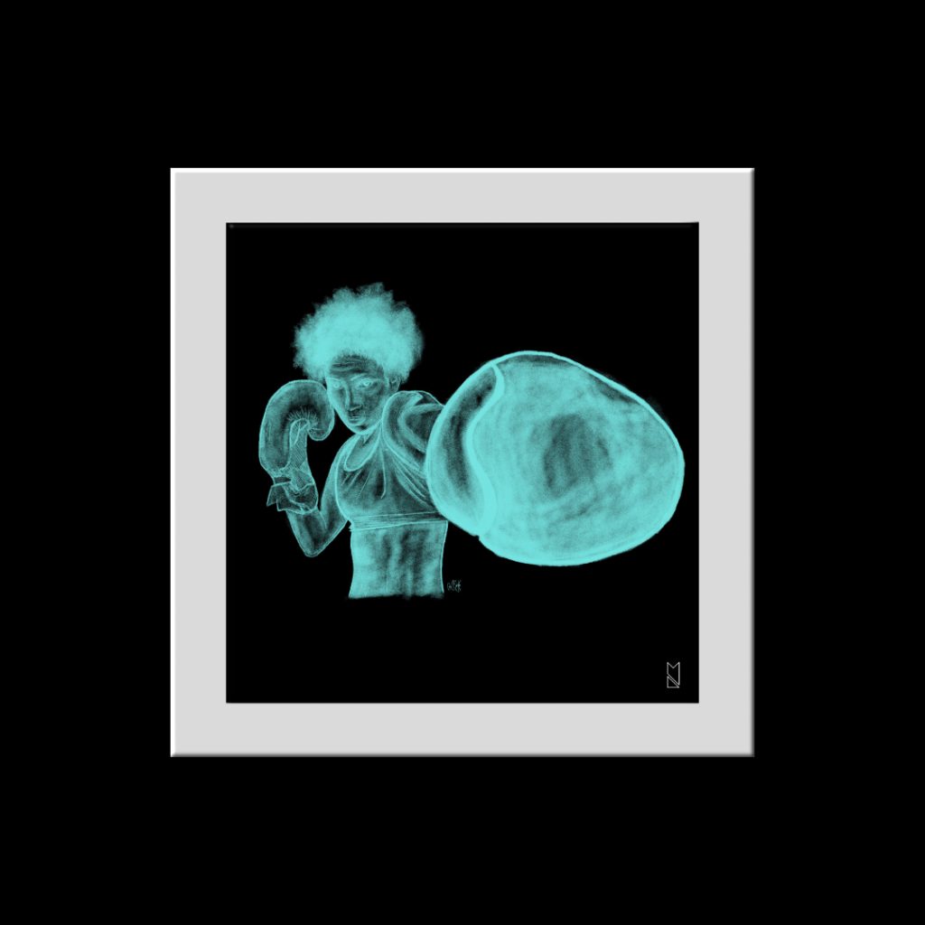 Ilustración de una chica con el brazo derecho extendido dando un puñetazo